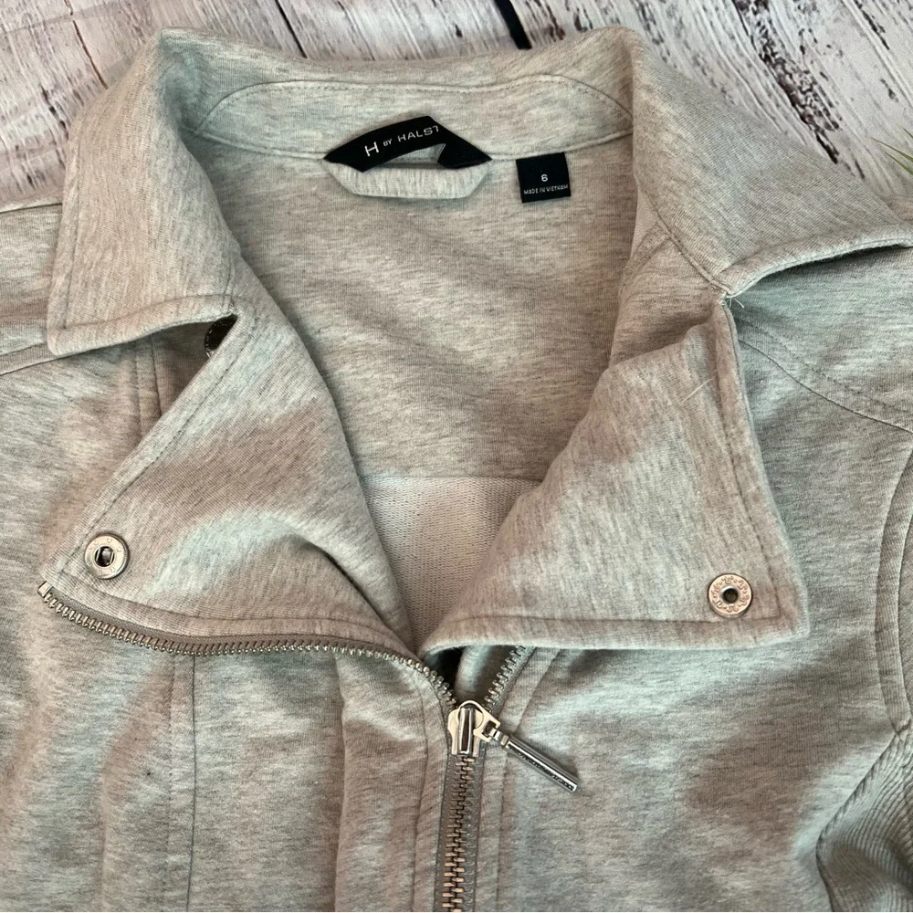 H by Halston Gray Knit Moto Jacket